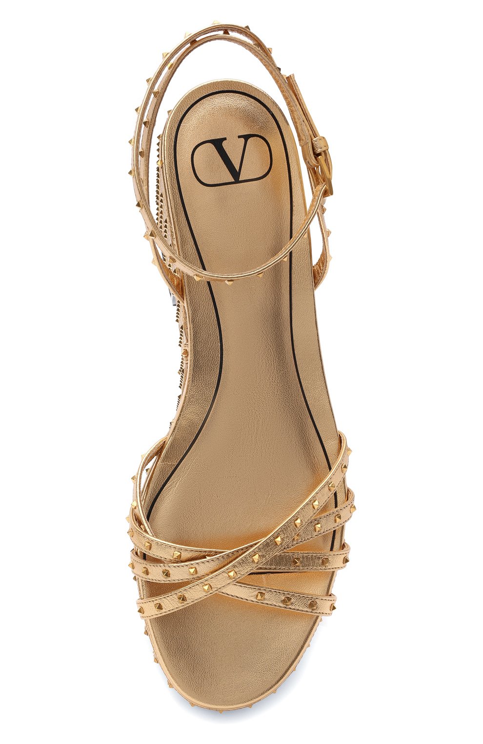 Женские золотые кожаные босоножки VALENTINO купить в интернет-магазине ...