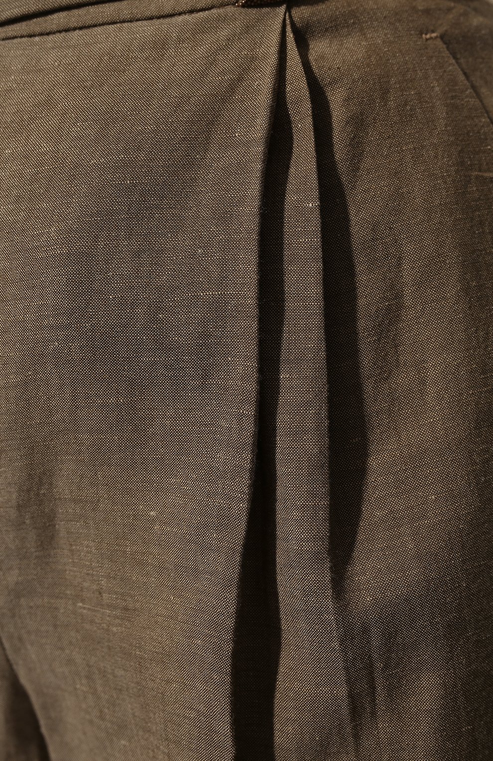 Женские брюки из шерсти и льна BRUNELLO CUCINELLI коричневого цвета, арт. MF509P7599 | Фото 5 (Материал внешний: Шерсть, Лен; Длина (брюки, джинсы): Стандартные; Женское Кросс-КТ: Брюки-одежда; Силуэт Ж (брюки и джинсы): Прямые; Стили: Кэжуэл)