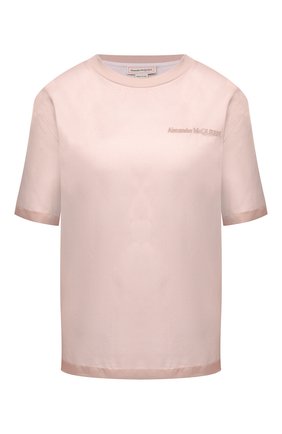 Женская шелковая футболка ALEXANDER MCQUEEN светло-розового цвета по цене 41050 руб., арт. 654002/QLAAA | Фото 1 Женская шелковая футболка ALEXANDER MCQUEEN светло-розового цвета, арт. 654002/QLAAA | Фото 1