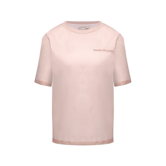 Шелковая футболка Alexander McQueen розового цвета