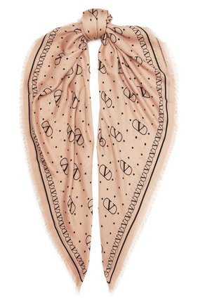 Женская шаль из кашемира и шелка  VALENTINO бежевого цвета, арт. VW2EB104/XLI | Фото 1 (Материал: Шерсть, Кашемир, Текстиль; Принт: С принтом)