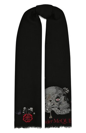 Женский шарф из шерсти и шелка ALEXANDER MCQUEEN черного цвета по цене 33950 руб., арт. 645576/3D06Q | Фото 1 Женский шарф из шерсти и шелка ALEXANDER MCQUEEN черного цвета, арт. 645576/3D06Q | Фото 1