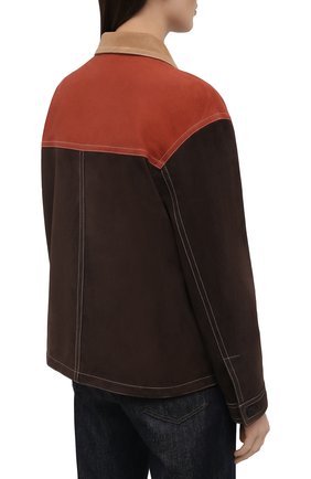 Женская замшевая куртка DROME коричневого цвета, арт. DPD3087VP/D1020P | Фото 4 (Кросс-КТ: Куртка; Материал внешний: Замша, Натуральная кожа; Рукава: Длинные; Региональные ограничения белый список (Axapta Mercury): RU; Стили: Милитари; Женское Кросс-КТ: Замша и кожа; Длина (верхняя одежда): Короткие)