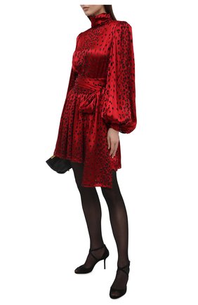 Женское платье из вискозы SAINT LAURENT красного цвета, арт. 647799/Y5C47 | Фото 2 (Рукава: Длинные; Длина Ж (юбки, платья, шорты): Мини; Материал внешний: Шелк, Вискоза; Материал подклада: Шелк; Стили: Гламурный; Женское Кросс-КТ: Платье-одежда; Случай: Коктейльный, Вечерний)