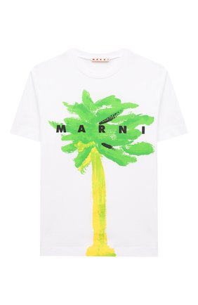 Детская хлопковая футболка MARNI зеленого цвета по цене 7220 руб., арт. M00155-M00HZ | Фото 1 Детская хлопковая футболка MARNI зеленого цвета, арт. M00155-M00HZ | Фото 1