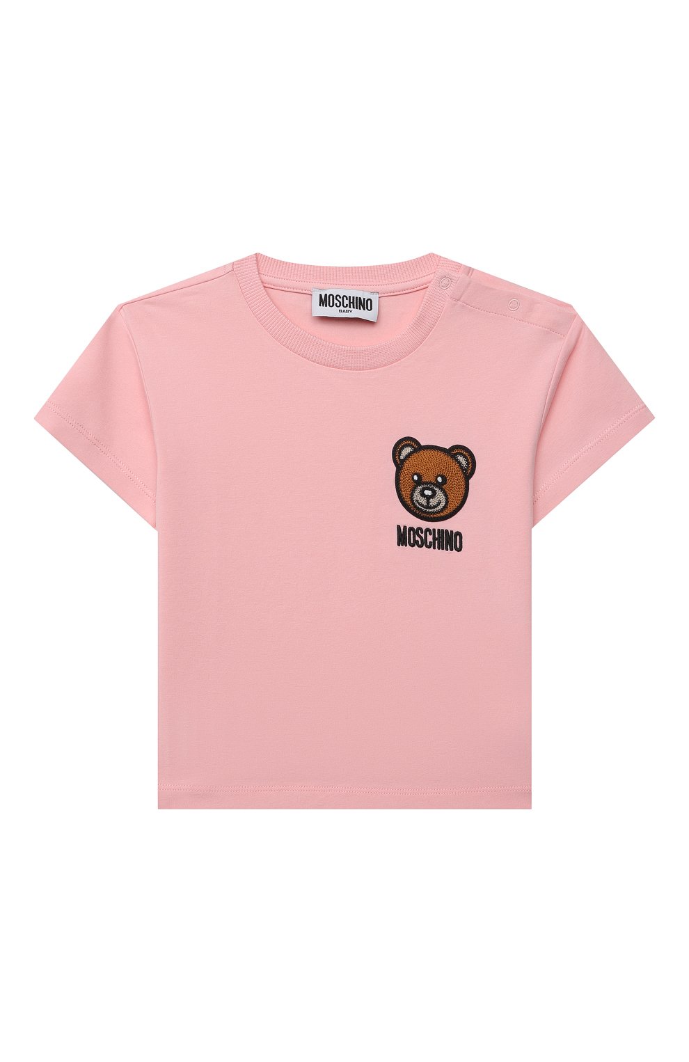 Детский хлопковая футболка MOSCHINO розового цвета, арт. MUM02E/LBA10 | Фото 1