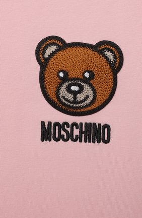 Детский хлопковая футболка MOSCHINO розового цвета по цене 6180 руб., арт. MUM02E/LBA10 | Фото 3 Детский хлопковая футболка MOSCHINO розового цвета, арт. MUM02E/LBA10 | Фото 3