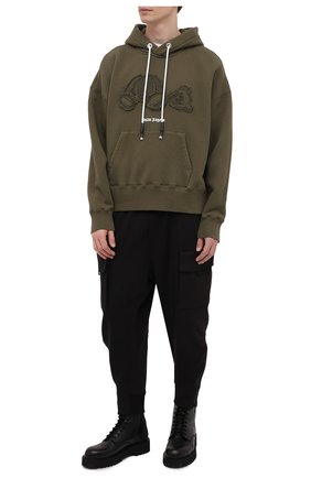Мужской хлопковое худи PALM ANGELS хаки цвета по цене 73050 руб., арт. PMBB058S21FLE0055601 | Фото 2 Мужской хлопковое худи PALM ANGELS хаки цвета, арт. PMBB058S21FLE0055601 | Фото 2