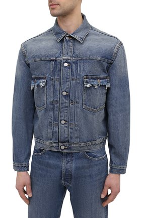 Мужская джинсовая куртка MAISON MARGIELA синего цвета, арт. S50AM0501/S30736 | Фото 3 (Кросс-КТ: Куртка, Деним; Рукава: Длинные; Стили: Гранж; Материал внешний: Хлопок, Деним; Длина (верхняя одежда): Короткие)