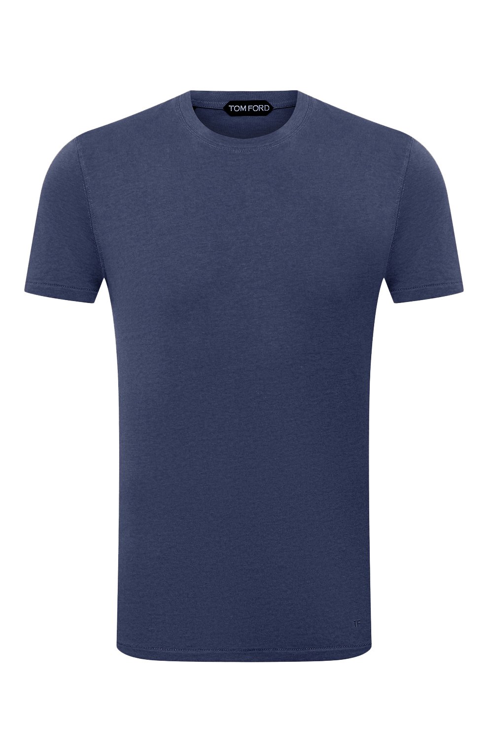 Мужская футболка TOM FORD темно-синего цвета, арт. BW229/TFJ950 | Фото 1 (Принт: Без принта; Рукава: Короткие; Длина (для топов): Стандартные; Материал внешний: Хлопок, Лиоцелл, Растительное волокно; Стили: Кэжуэл)