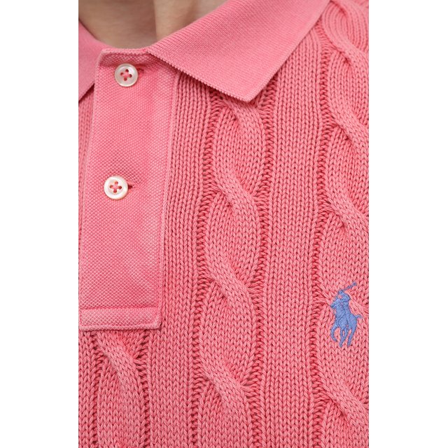 Хлопковое поло Polo Ralph Lauren 211794596, цвет розовый, размер 44 - фото 5