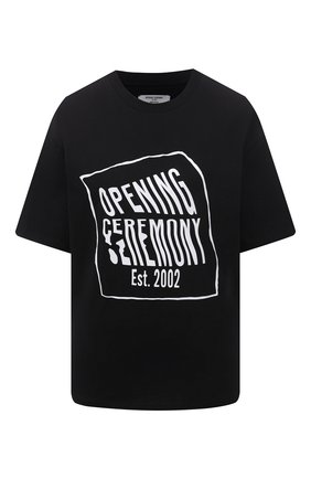 Женская хлопковая футболка OPENING CEREMONY черного цвета по цене 12850 руб., арт. YWAA010S21JER001 | Фото 1 Женская хлопковая футболка OPENING CEREMONY черного цвета, арт. YWAA010S21JER001 | Фото 1