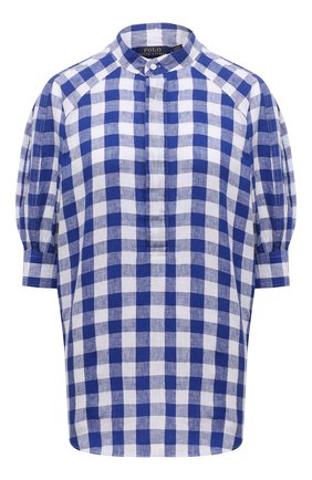 Женская льняная блузка POLO RALPH LAUREN синего цвета по цене 16650 руб., арт. 211838073 | Фото 1 Женская льняная блузка POLO RALPH LAUREN синего цвета, арт. 211838073 | Фото 1 (Длина (для топов): Стандартные; Рукава: 3/4; Материал внешний: Лен; Принт: С принтом, Клетка; Стили: Кэжуэл; Женское Кросс-КТ: Блуза-одежда)