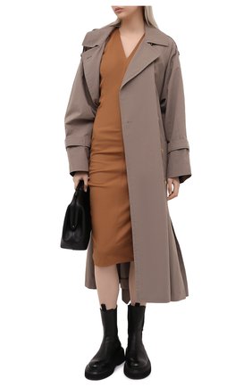 Женское хлопковое платье RICK OWENS светло-коричневого цвета по цене 56150 руб., арт. RP21S3528/TE | Фото 2 Женское хлопковое платье RICK OWENS светло-коричневого цвета, арт. RP21S3528/TE | Фото 2