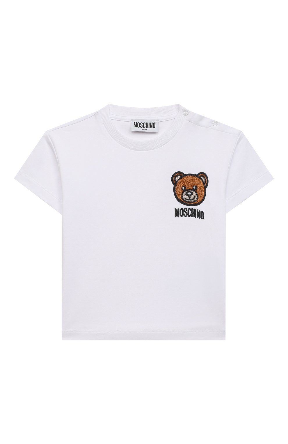 Детский хлопковая футболка MOSCHINO белого цвета, арт. MUM02E/LBA10 | Фото 1