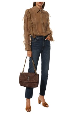 Женская сумка niki medium SAINT LAURENT коричневого цвета, арт. 633187/GG66W | Фото 3 (Сумки-технические: Сумки через плечо; Ремень/цепочка: С цепочкой, На ремешке; Размер: medium; Материал: Текстиль)