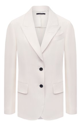 Женский жакет TOM FORD белого цвета по цене 169500 руб., арт. GI2808-FAX185 | Фото 1 Женский жакет TOM FORD белого цвета, арт. GI2808-FAX185 | Фото 1 (Длина (для топов): Стандартные; Материал внешний: Синтетический материал; Рукава: Длинные; Материал подклада: Вискоза; Женское Кросс-КТ: Жакет-одежда; 1-2-бортные: Однобортные; Стили: Кэжуэл; Случай: Повседневный)