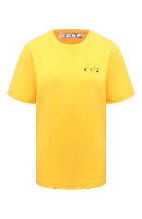 Женская хлопковая футболка OFF-WHITE желтого цвета по цене 25500 руб., арт. 0WAA089S21JER001 | Фото 1 Женская хлопковая футболка OFF-WHITE желтого цвета, арт. 0WAA089S21JER001 | Фото 1