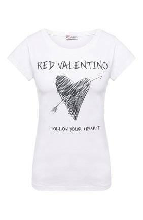Женская хлопковая футболка REDVALENTINO белого цвета по цене 12200 руб., арт. VR0MG10A/5VK | Фото 1 Женская хлопковая футболка REDVALENTINO белого цвета, арт. VR0MG10A/5VK | Фото 1