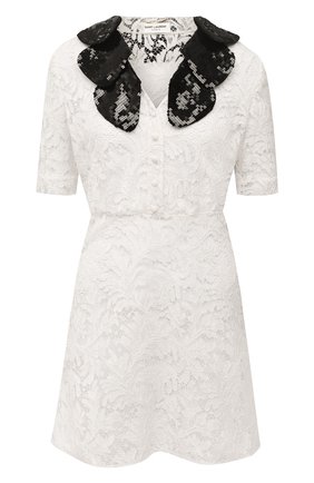 Женское платье из хлопка и вискозы SAINT LAURENT белого цвета по цене 368500 руб., арт. 648188/Y408G | Фото 1 Женское платье из хлопка и вискозы SAINT LAURENT белого цвета, арт. 648188/Y408G | Фото 1