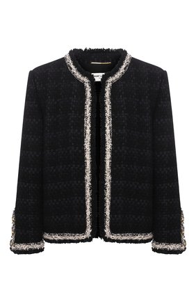 Женский жакет из шерсти и шелка SAINT LAURENT черного цвета по цене 474000 руб., арт. 653214/Y5C78 | Фото 1 Женский жакет из шерсти и шелка SAINT LAURENT черного цвета, арт. 653214/Y5C78 | Фото 1