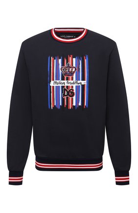 Мужской хлопковый свитшот DOLCE & GABBANA синего цвета по цене 52150 руб., арт. G90W6T/FI72Q | Фото 1 Мужской хлопковый свитшот DOLCE & GABBANA синего цвета, арт. G90W6T/FI72Q | Фото 1