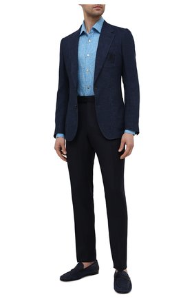 Мужская льняная рубашка KITON голубого цвета по цене 49950 руб., арт. UMCNERH0768502 | Фото 2 Мужская льняная рубашка KITON голубого цвета, арт. UMCNERH0768502 | Фото 2