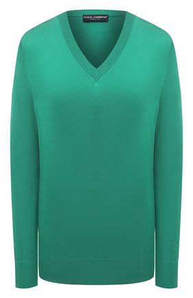 Женский шелковый пуловер DOLCE & GABBANA зеленого цвета по цене 67850 руб., арт. FXC75T/JAS0P | Фото 1 Женский шелковый пуловер DOLCE & GABBANA зеленого цвета, арт. FXC75T/JAS0P | Фото 1