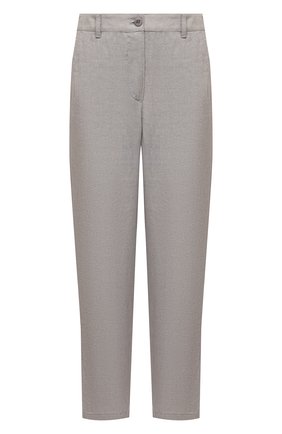 Женские льняные брюки EMPORIO ARMANI светло-серого цвета по цене 41600 руб., арт. 0NP4LT/02061 | Фото 1 Женские льняные брюки EMPORIO ARMANI светло-серого цвета, арт. 0NP4LT/02061 | Фото 1