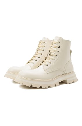 Женские кожаные ботинки ALEXANDER MCQUEEN кремвого цвета по цене 79950 руб., арт. 657569/WHZ80 | Фото 1 Женские кожаные ботинки ALEXANDER MCQUEEN кремвого цвета, арт. 657569/WHZ80 | Фото 1