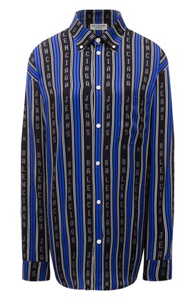 Женская рубашка из вискозы BALENCIAGA синего цвета по цене 105500 руб., арт. 658956/TKL32 | Фото 1 Женская рубашка из вискозы BALENCIAGA синего цвета, арт. 658956/TKL32 | Фото 1 (Рукава: Длинные; Женское Кросс-КТ: Рубашка-одежда; Принт: Полоска, С принтом; Стили: Гламурный; Длина (для топов): Удлиненные; Материал внешний: Вискоза)