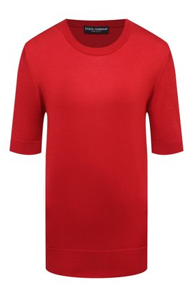 Женский шелковый пуловер DOLCE & GABBANA красного цвета по цене 62650 руб., арт. FXC76T/JAS0P | Фото 1 Женский шелковый пуловер DOLCE & GABBANA красного цвета, арт. FXC76T/JAS0P | Фото 1