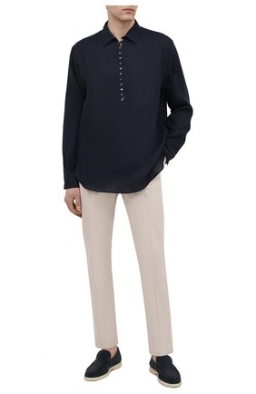 Мужская льняная рубашка DOLCE & GABBANA темно-синего цвета по цене 68000 руб., арт. G5GJ2T/FU4IK | Фото 2 Мужская льняная рубашка DOLCE & GABBANA темно-синего цвета, арт. G5GJ2T/FU4IK | Фото 2