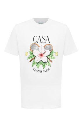 Мужская хлопковая футболка CASABLANCA белого цвета по цене 12450 руб., арт. MS21-TS-001 WHITE- CASA TENNIS CLUB | Фото 1 Мужская хлопковая футболка CASABLANCA белого цвета, арт. MS21-TS-001 WHITE- CASA TENNIS CLUB | Фото 1