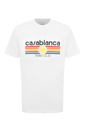 Мужская хлопковая футболка CASABLANCA белого цвета по цене 12450 руб., арт. MS21-TS-001 WHITE - TENNIS STRIPE | Фото 1 Мужская хлопковая футболка CASABLANCA белого цвета, арт. MS21-TS-001 WHITE - TENNIS STRIPE | Фото 1
