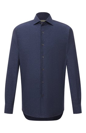 Мужская хлопковая рубашка CORNELIANI темно-синего цвета по цене 18650 руб., арт. 87P156-1111609/00 | Фото 1 Мужская хлопковая рубашка CORNELIANI темно-синего цвета, арт. 87P156-1111609/00 | Фото 1 (Рукава: Длинные; Длина (для топов): Стандартные; Материал внешний: Хлопок; Случай: Повседневный; Принт: Однотонные; Воротник: Акула; Стили: Кэжуэл; Рубашки М: Regular Fit; Манжеты: На пуговицах)