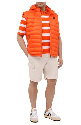 Мужской пуховый жилет PAUL&SHARK оранжевого цвета по цене 62150 руб., арт. C0P2007/GZ7/3XL-6XL | Фото 2 Мужской пуховый жилет PAUL&SHARK оранжевого цвета, арт. C0P2007/GZ7/3XL-6XL | Фото 2 (Материал внешний: Синтетический материал; Длина (верхняя одежда): Короткие; Материал утеплителя: Пух и перо; Материал подклада: Синтетический материал; Кросс-КТ: Куртка, Пуховик; Стили: Кэжуэл)