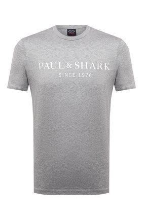 Мужская хлопковая футболка PAUL&SHARK серого цвета по цене 12450 руб., арт. 21411022/C00 | Фото 1 Мужская хлопковая футболка PAUL&SHARK серого цвета, арт. 21411022/C00 | Фото 1
