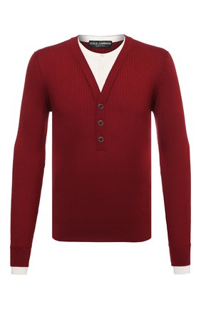 Мужской пуловер из шелка и хлопка DOLCE & GABBANA бордового цвета по цене 94350 руб., арт. GXD75T/JBMH3 | Фото 1 Мужской пуловер из шелка и хлопка DOLCE & GABBANA бордового цвета, арт. GXD75T/JBMH3 | Фото 1