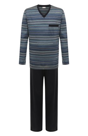 Мужская хлопковая пижама ZIMMERLI темно-синего цвета, арт. 3418-95402 | Фото 1 (Материал внешний: Хлопок; Длина (брюки, джинсы): Стандартные; Рукава: Длинные; Длина (для топов): Стандартные; Кросс-КТ: домашняя одежда)