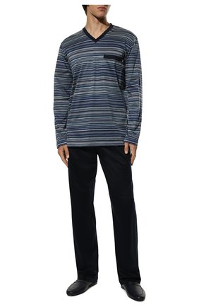 Мужская хлопковая пижама ZIMMERLI темно-синего цвета, арт. 3418-95402 | Фото 2 (Материал внешний: Хлопок; Длина (брюки, джинсы): Стандартные; Рукава: Длинные; Длина (для топов): Стандартные; Кросс-КТ: домашняя одежда)