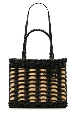 Женский сумка-тоут LOEWE черного цвета, арт. A657P28X01 | Фото 1 (Сумки-технические: Сумки-шопперы; Размер: medium; Материал: Натуральная кожа, Дерево)