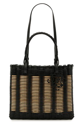 Женский сумка-тоут LOEWE черного цвета по цене 180500 руб., арт. A657P28X01 | Фото 1 Женский сумка-тоут LOEWE черного цвета, арт. A657P28X01 | Фото 1 (Сумки-технические: Сумки-шопперы; Размер: medium; Материал: Натуральная кожа, Дерево)