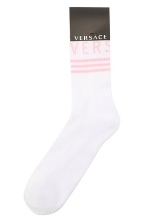 Мужские хлопковые носки VERSACE белого цвета, арт. ICZ0003/1K0203 | Фото 1 (Кросс-КТ: бельё; Материал внешний: Хлопок)