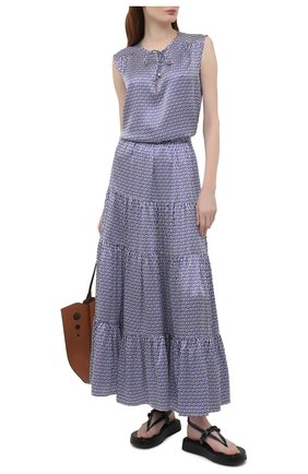 Женский шелковый топ KITON синего цвета по цене 85350 руб., арт. D51432K09T56 | Фото 2 Женский шелковый топ KITON синего цвета, арт. D51432K09T56 | Фото 2