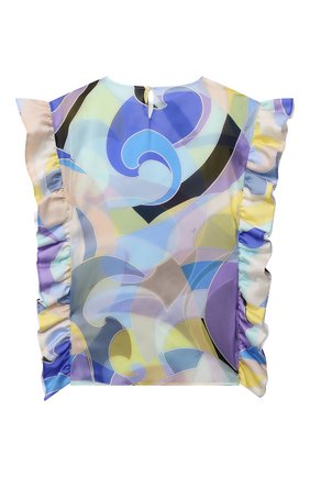 Детский хлопковый топ EMILIO PUCCI голубого цвета по цене 35750 руб., арт. 9O1112 | Фото 2 Детский хлопковый топ EMILIO PUCCI голубого цвета, арт. 9O1112 | Фото 2