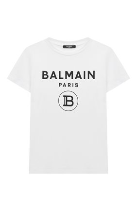 Детская хлопковая футболка BALMAIN белого цвета по цене 14350 руб., арт. 6M8701 | Фото 1 Детская хлопковая футболка BALMAIN белого цвета, арт. 6M8701 | Фото 1