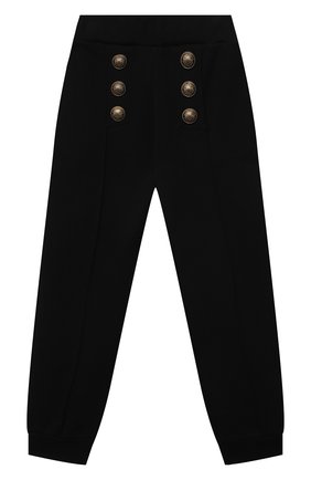 Детские хлопковые брюки BALMAIN черного цвета по цене 30850 руб., арт. 6O6200 | Фото 1 Детские хлопковые брюки BALMAIN черного цвета, арт. 6O6200 | Фото 1