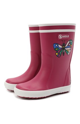 Детские резиновые сапоги AIGLE розового цвета по цене 3995 руб., арт. R11962/L0LLY P0P THEME | Фото 1 Детские резиновые сапоги AIGLE розового цвета, арт. R11962/L0LLY P0P THEME | Фото 1