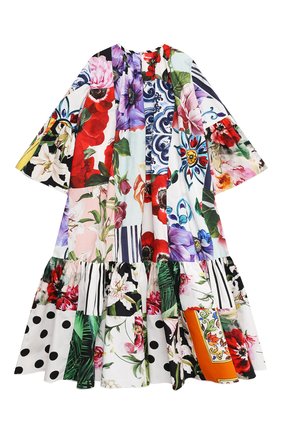 Детское хлопковое платье DOLCE & GABBANA разноцветного цвета, арт. L52DS9/G7YQN/2-6 | Фото 2 (Материал внешний: Хлопок; Материал подклада: Хлопок; Рукава: Длинные; Девочки Кросс-КТ: Платье-одежда; Региональные ограничения белый список (Axapta Mercury): RU; Ростовка одежда: 2 года | 92 см, 3 года | 98 см, 4 года | 104 см, 5 лет | 110 см, 6 лет | 116 см)